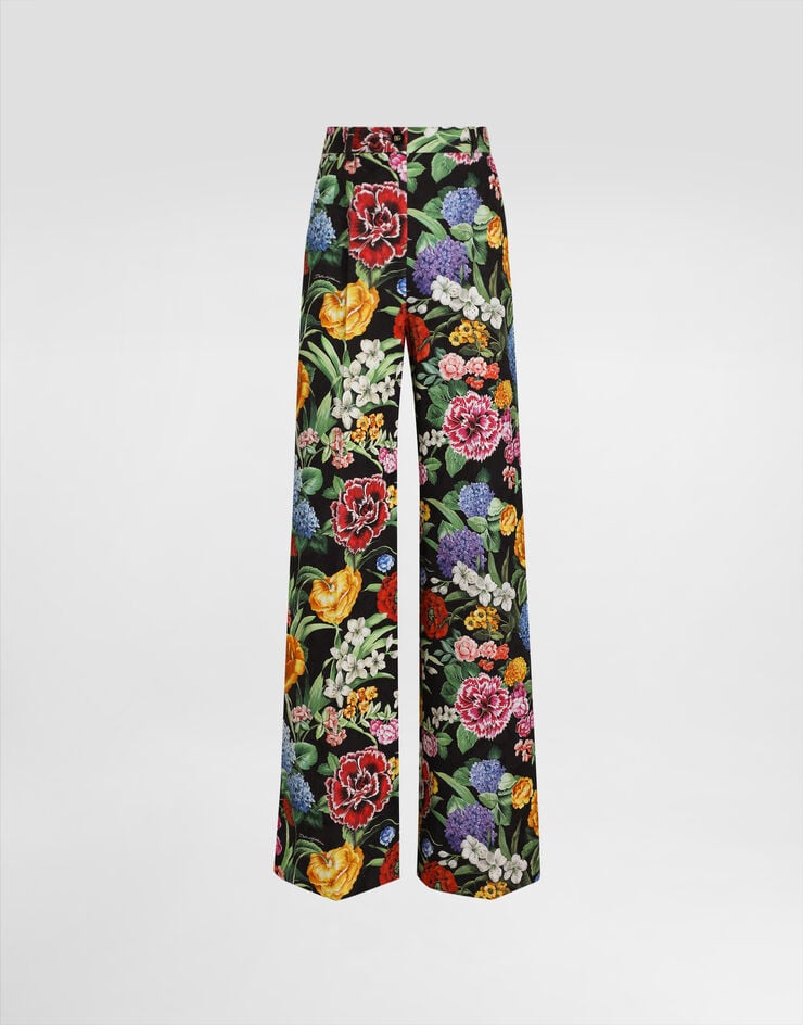 Pantaloni del pigiama in charmeuse con stampa gardenia