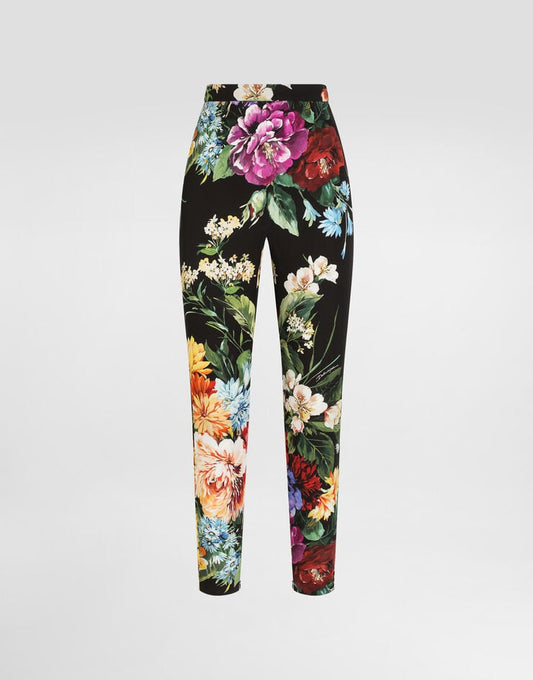 Pantaloni Charmeuse con stampa bouquet floreale