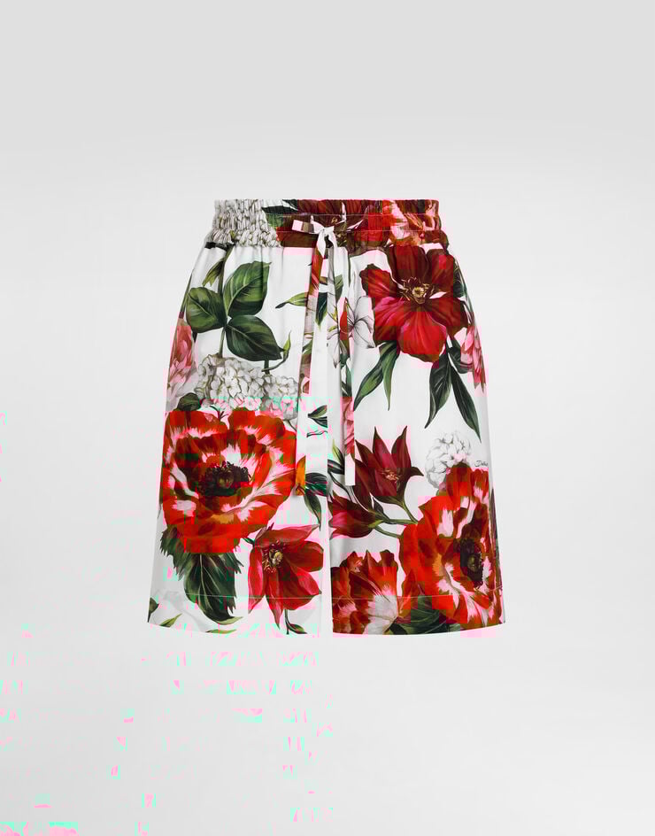 Shorts de popeline com estampa floral