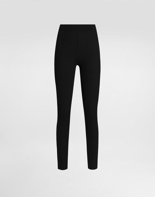 Leggings in lana a coste