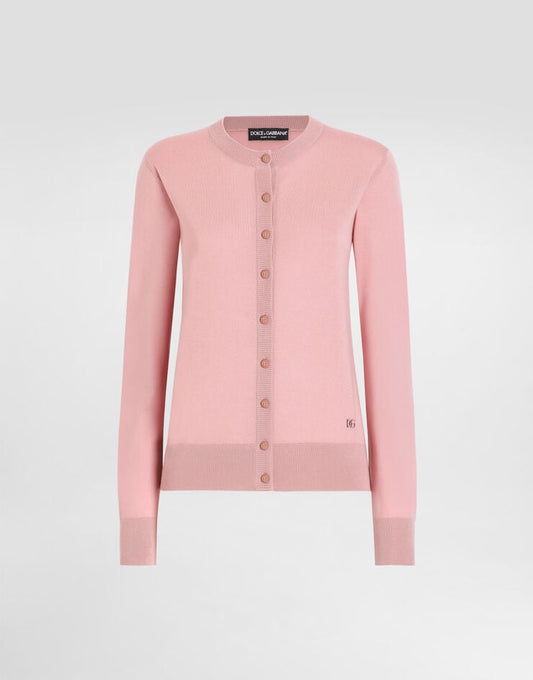 Wool Cardigan with DG Logo Embroidery