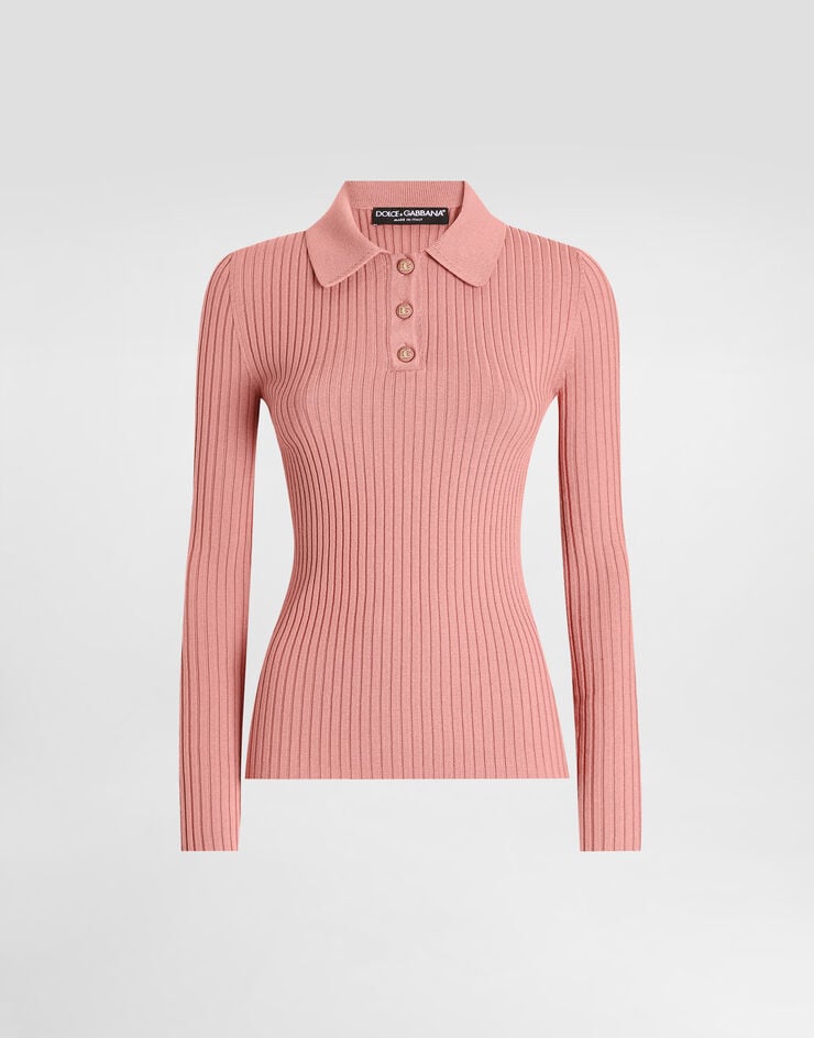 Polo de lana acanalado