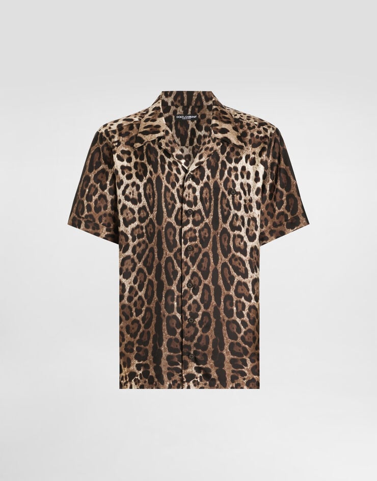 Camicia in seta con stampa leopardo