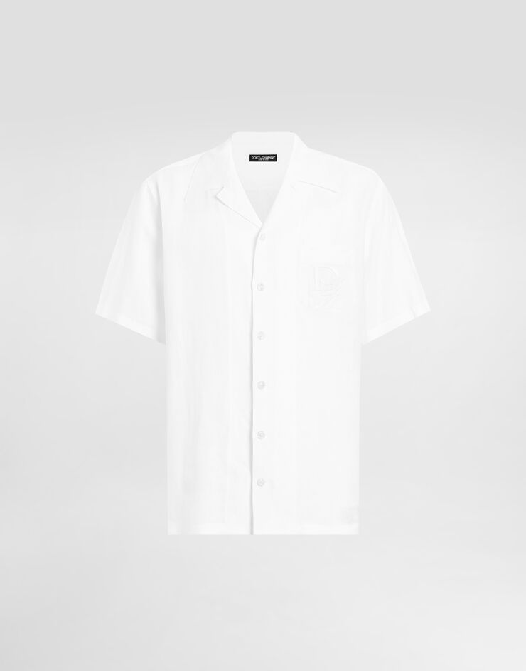 Camisa de lino con logotipo bordado