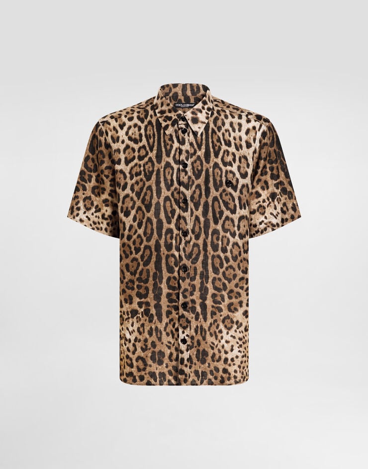 Camisa de lino con estampado de leopardo