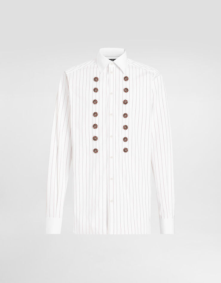 Camicia in cotone a righe con dettagli impreziositi