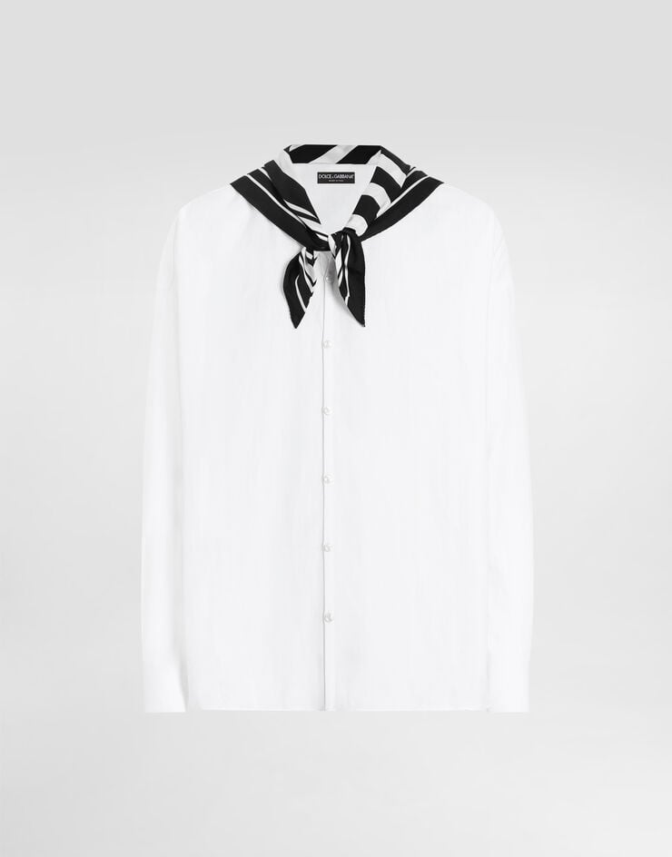 Camicia in seta a maniche lunghe con cravatta a fiocco di figa