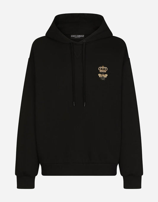 Sudadera con capucha de punto de algodón bordado