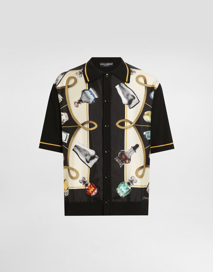 Camisa de seda y algodón con estampado de fragancias