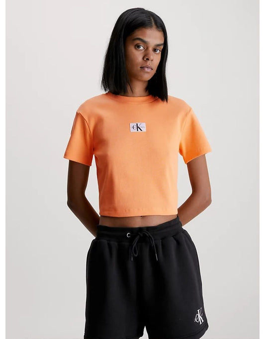 Calvin Klein Jeans - Maglietta a maniche corte a costine con stemma