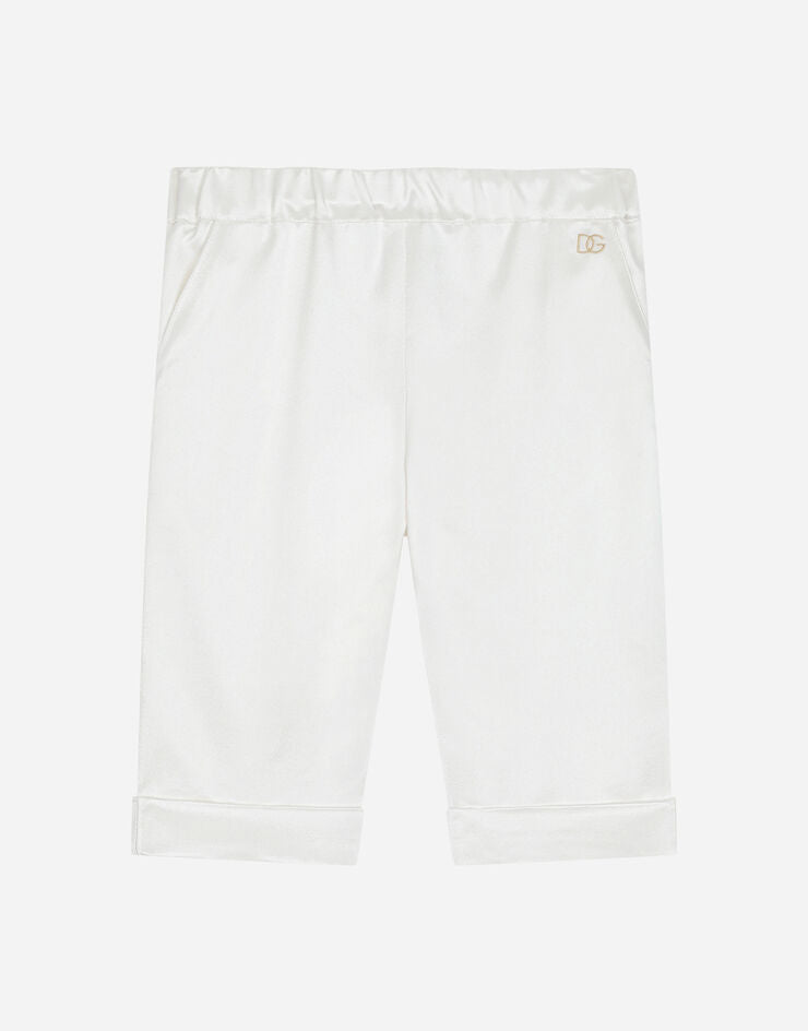 Calça Duchesse de seda com logotipo da DG