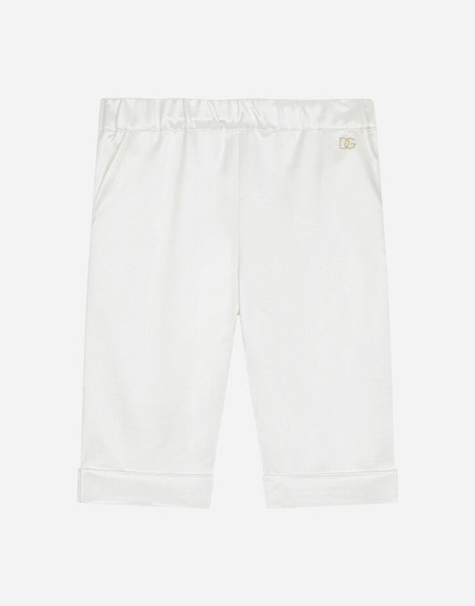 Calça Duchesse de seda com logotipo da DG