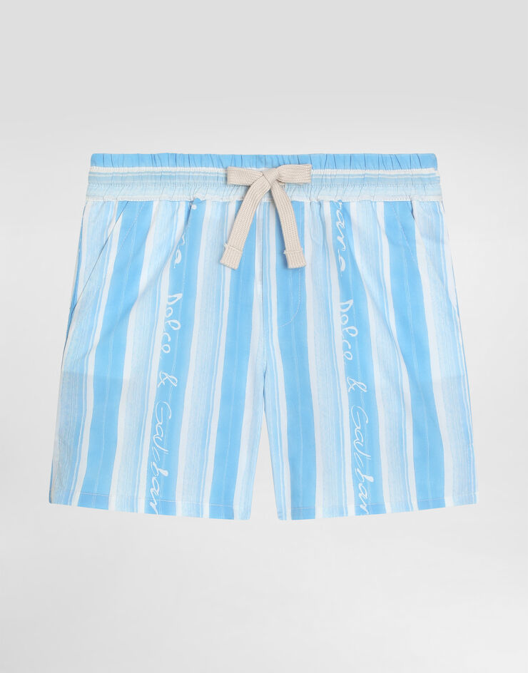 Shorts de popeline com estampa listrada