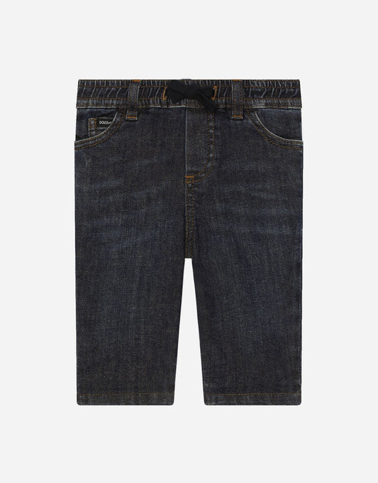Calça jeans azul com elástico
