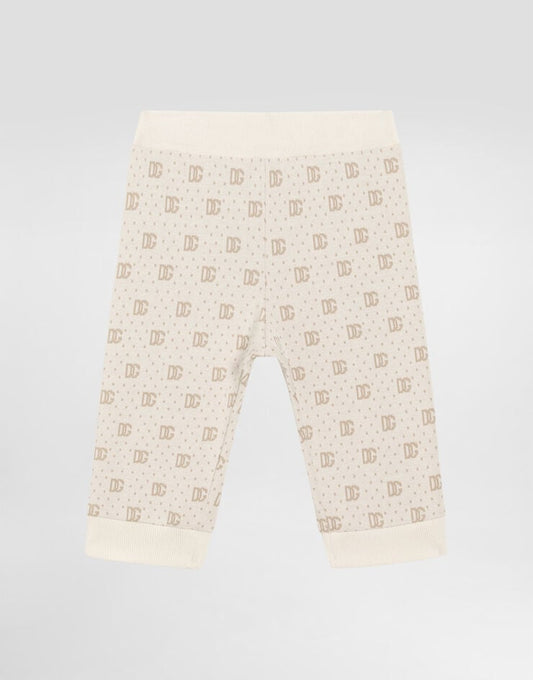 Calça de malha jacquard de bolinhas com logotipo da DG