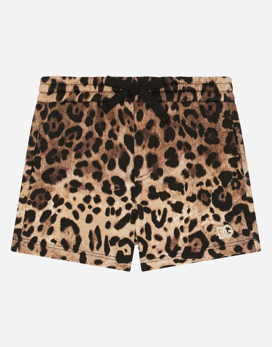 Shorts de Jogging em Jersey com estampa de leopardo e bordado com o logotipo da DG