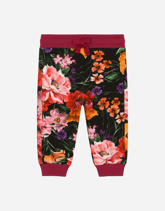 Pantaloni da jogging con stampa floreale su sfondo nero