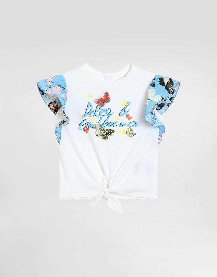 Camiseta de punto y popelín con logotipo Dolce & Gabbana