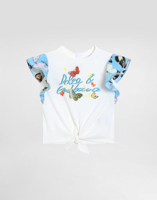 Camiseta de punto y popelín con logotipo Dolce & Gabbana