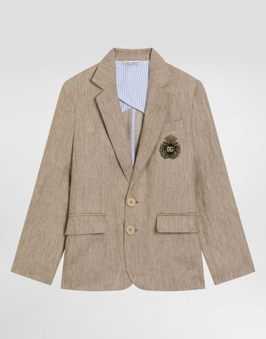 Single-Breasted Twill Jacket with Patch