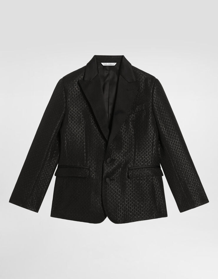 Giacca monopetto in lana lamé jacquard