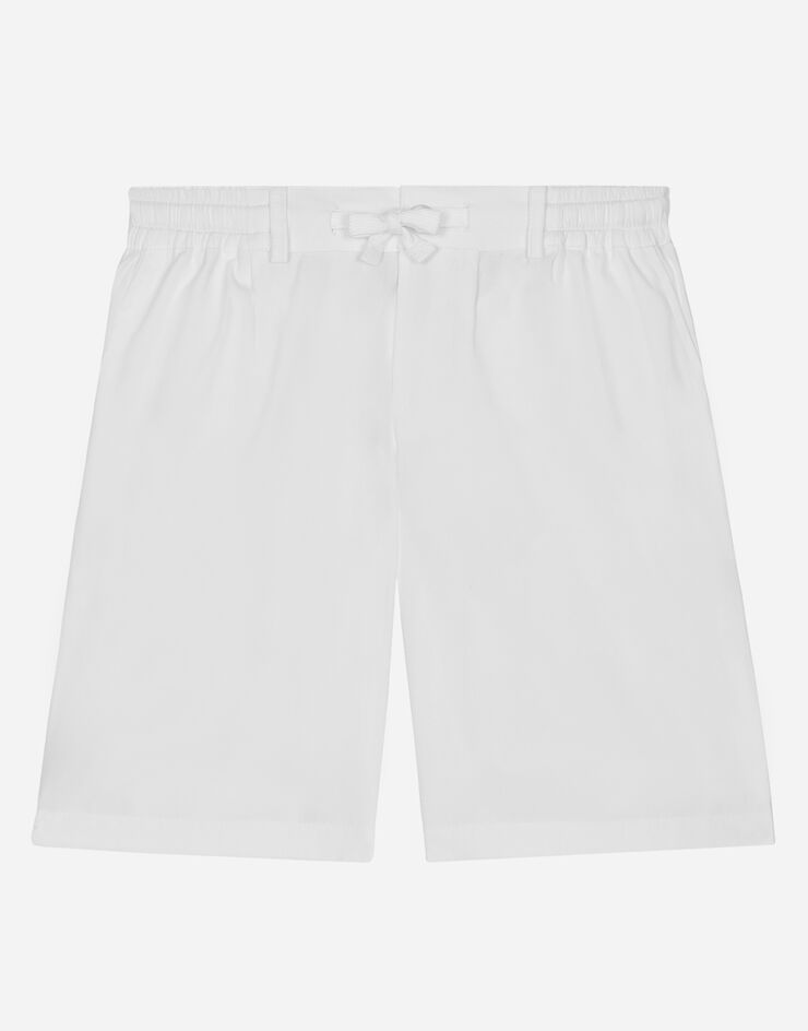 Shorts de popelina elástica com etiqueta com logotipo
