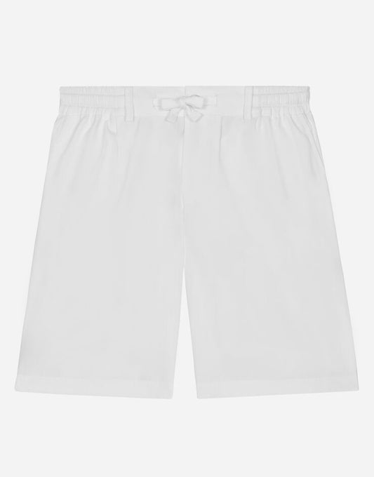 Shorts de popelina elástica com etiqueta com logotipo
