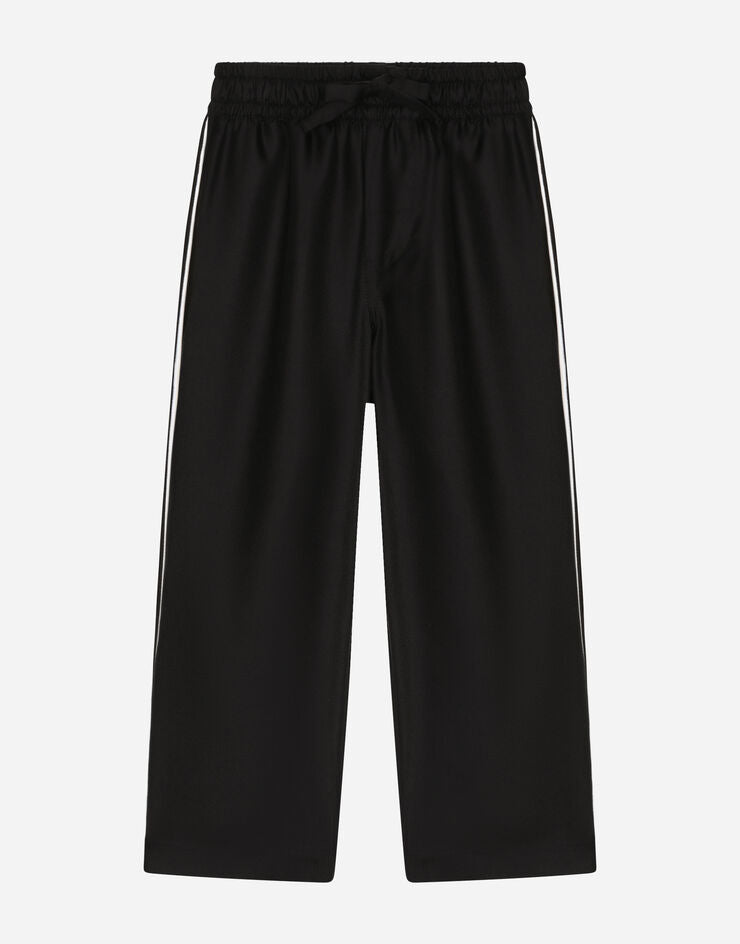 Calças de pijama de sarja de seda com bordado DG