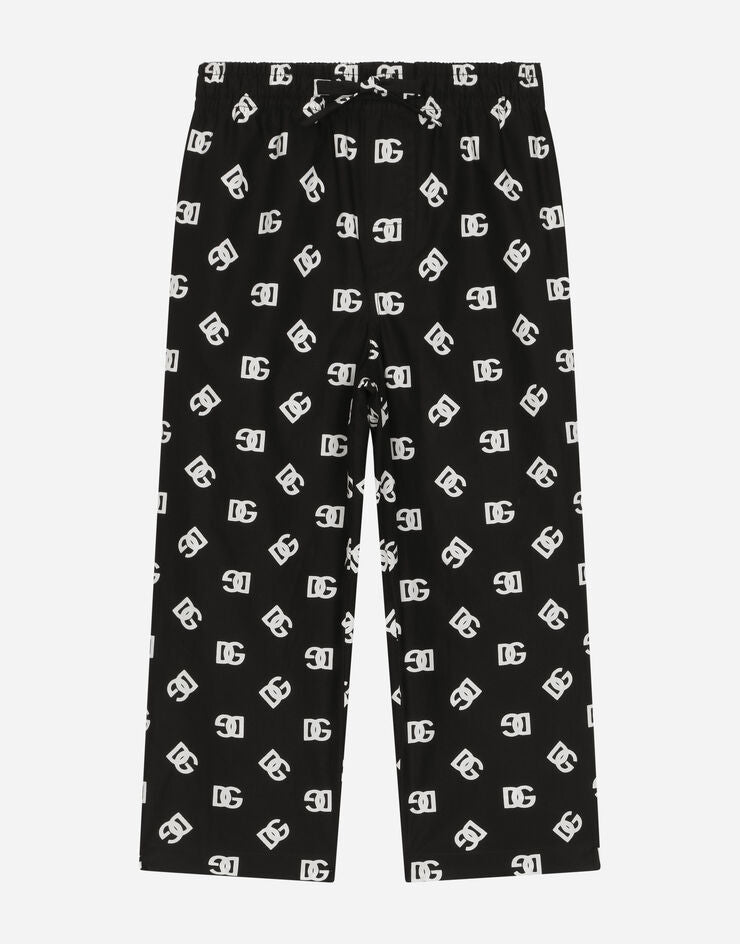 Calça de pijama de popelina com estampa do logotipo da DG