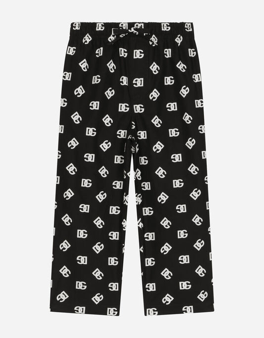 Calça de pijama de popelina com estampa do logotipo da DG