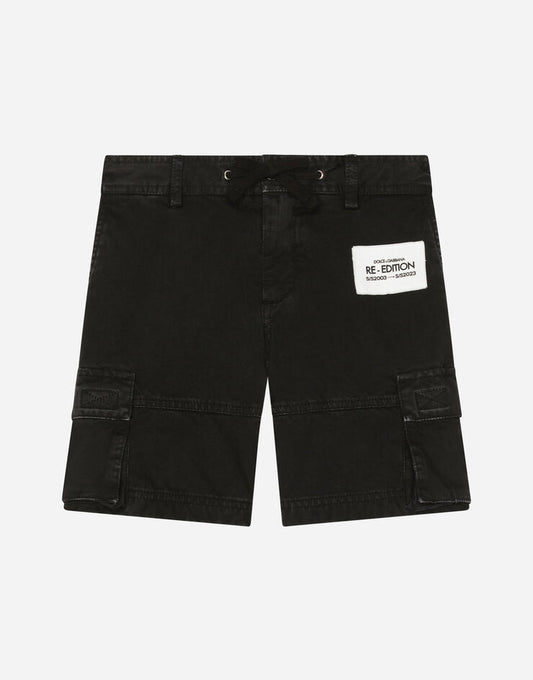 Shorts de algodão tingido em tecido