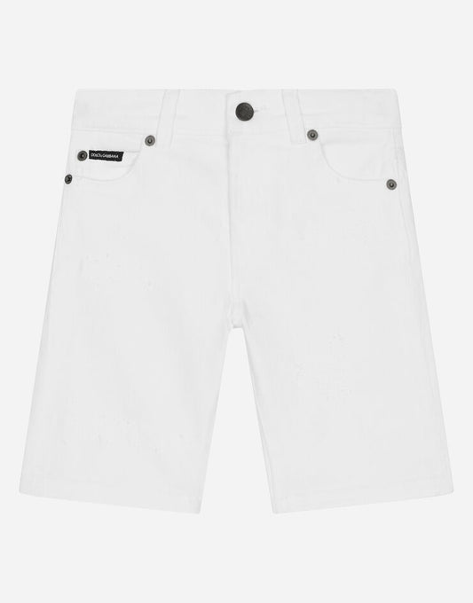 Pantaloncini di jeans a 5 tasche con etichetta logo