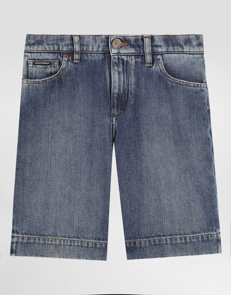 Pantaloncini di jeans a 5 tasche con logo Dolce & Gabbana