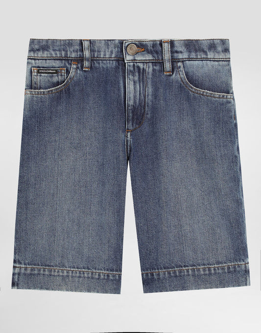 Pantaloncini di jeans a 5 tasche con logo Dolce & Gabbana