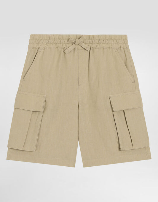 Pantaloncini Cargo in lino con ricamo logo DG