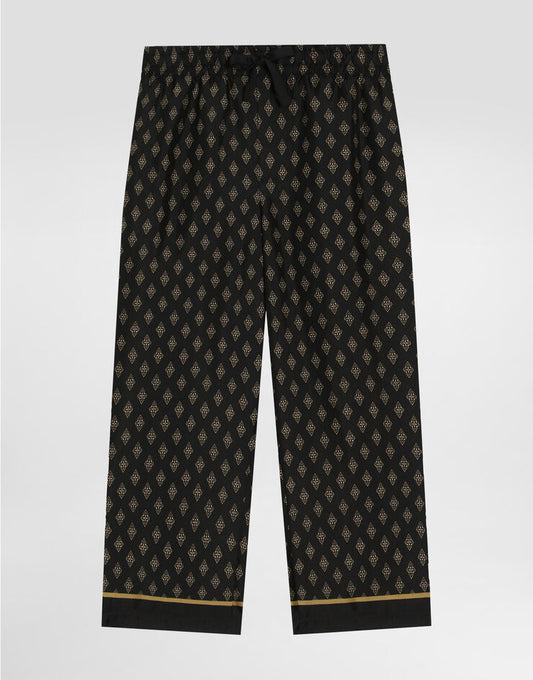 Pantaloni del pigiama in seta con motivo a cravatta