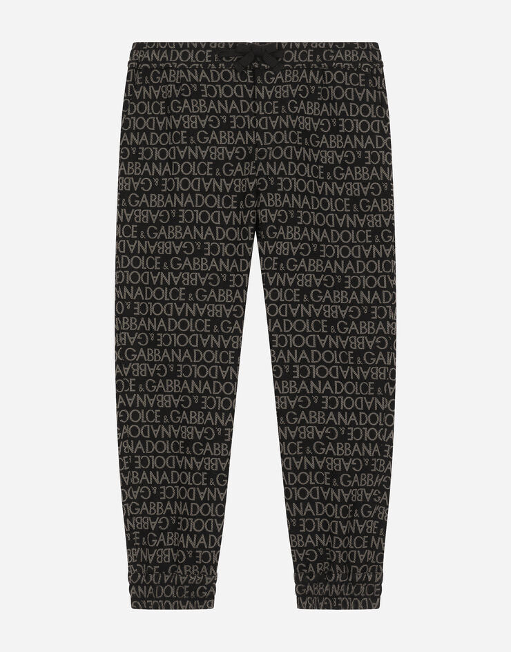 Calça esportiva de algodão com logotipo em jacquard