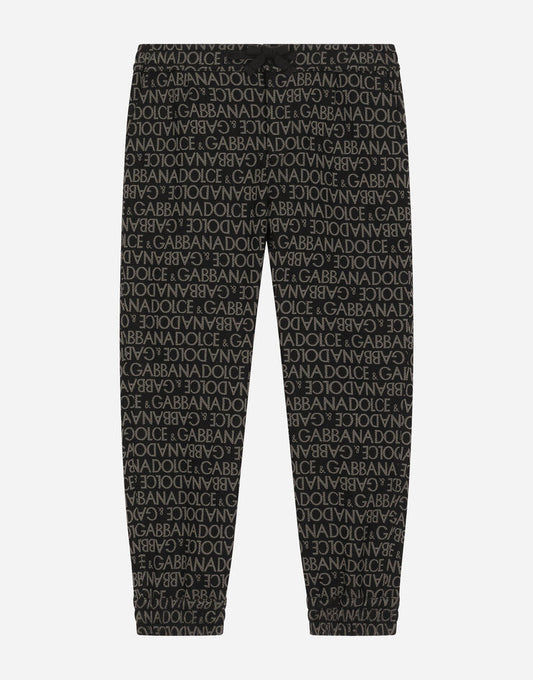 Calça esportiva de algodão com logotipo em jacquard