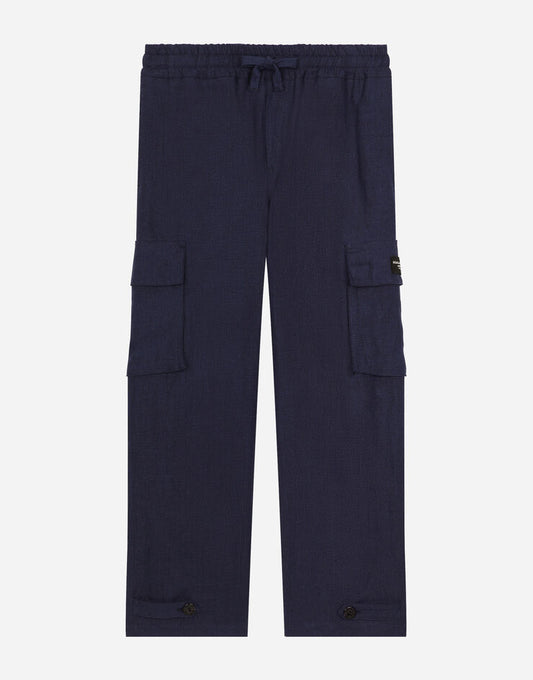 Calça Cargo de linho sem elástico