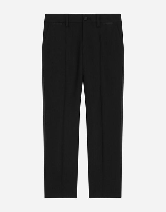 Pantaloni classici Duchesse in raso e misto lana