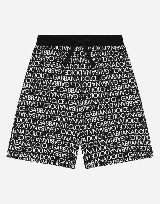 Shorts de jogging de algodão com estampa de logotipo em toda a extensão