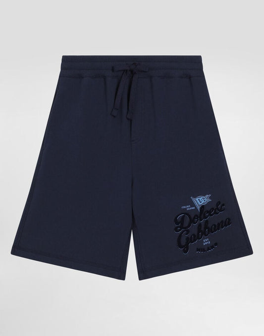 Shorts de lã com logotipo e bandeira da Dolce & Gabbana
