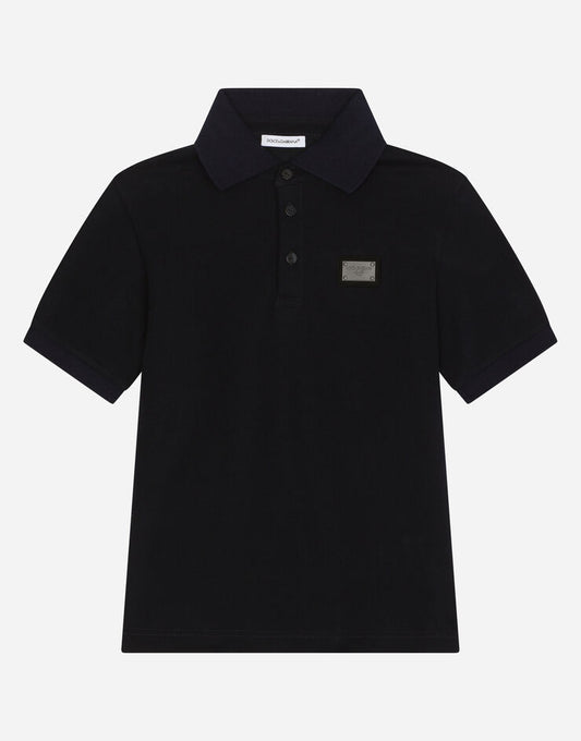 Piqué Polo Shirt with Logo Tag