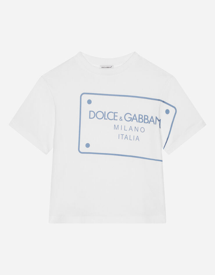 Camiseta de punto con etiqueta impresa con logotipo