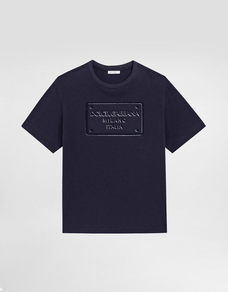 Camiseta de punto con etiqueta con logotipo