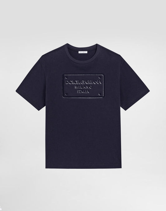 Camiseta de punto con etiqueta con logotipo