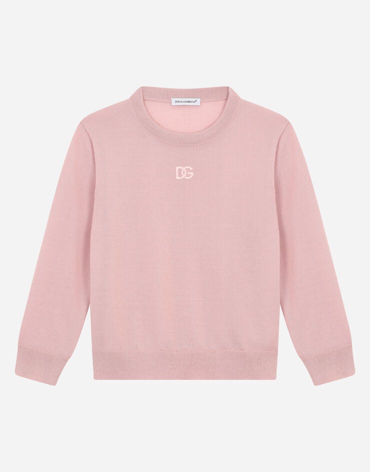 Maglione a girocollo in cashmere con ricamo del logo DG