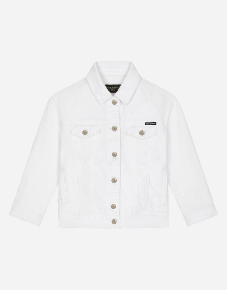 Chaqueta vaquera elástica blanca