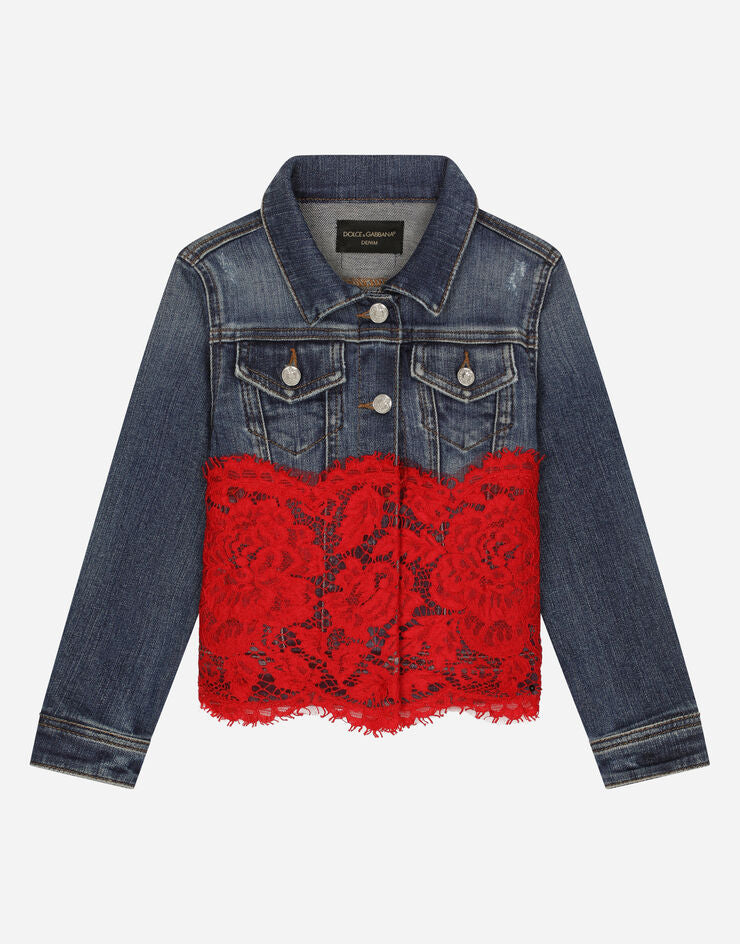 Giacca di jeans con inserto in pizzo