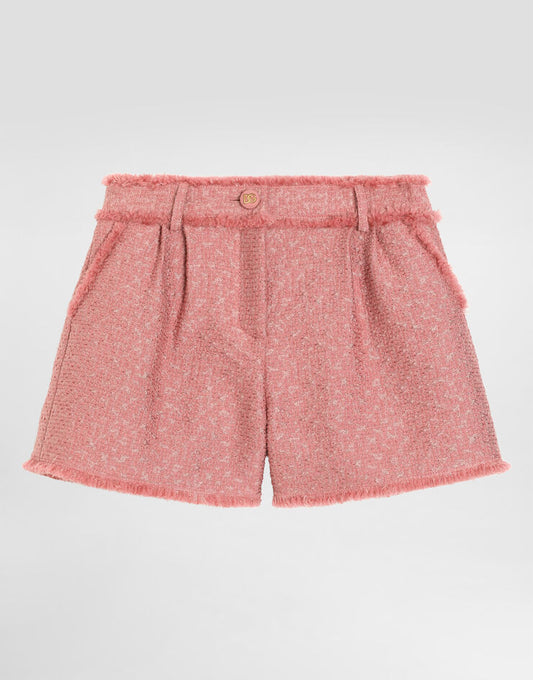 Pantaloncini in tweed Raschel con bottone logo